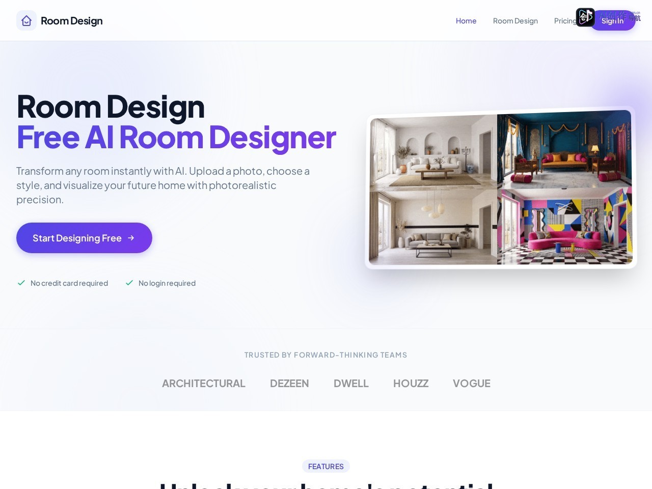 Free AI Room Designer 网站截图
