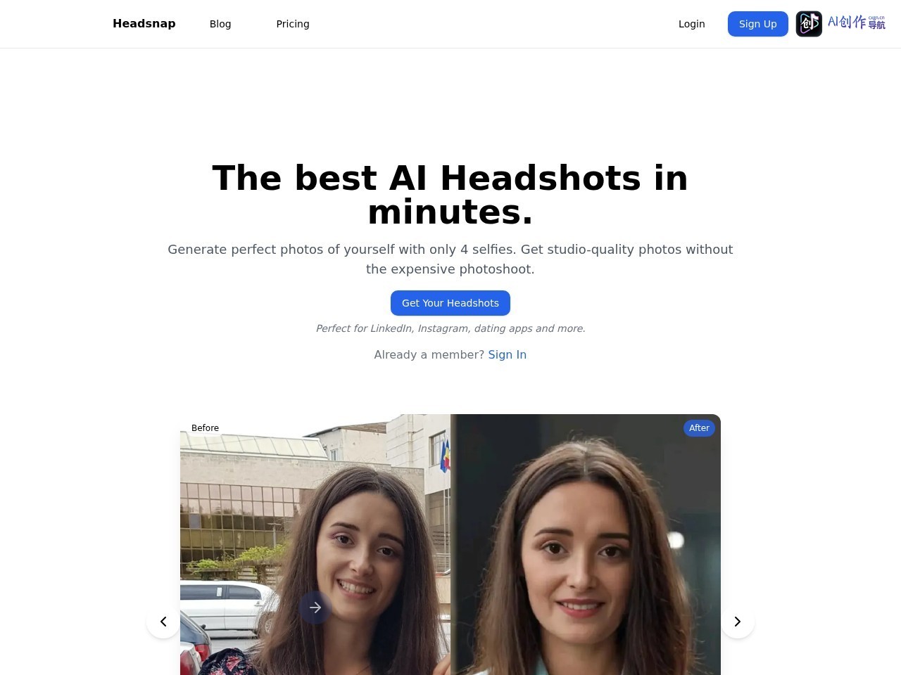Headsnap 网站截图