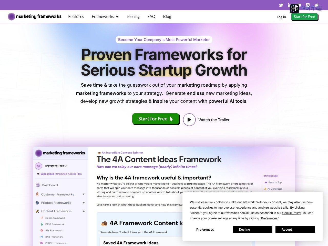 Marketing Frameworks 网站截图