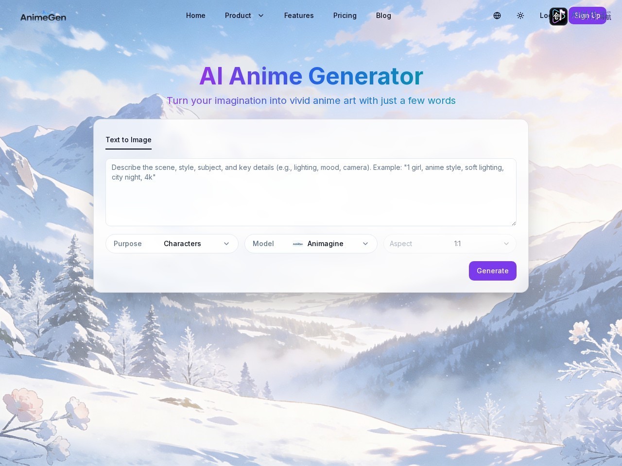 AnimeGen 网站截图
