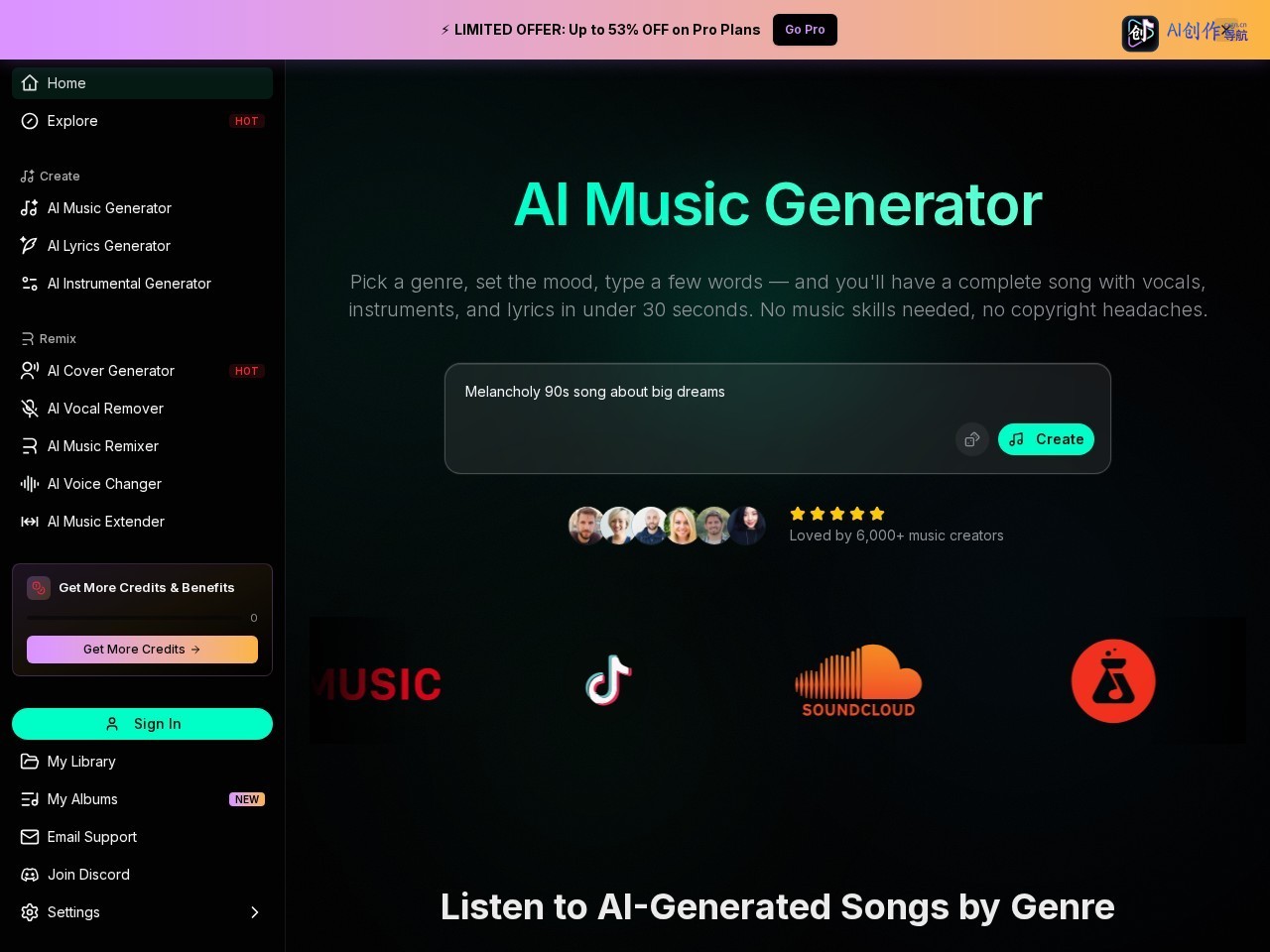 BeMusic AI 网站截图