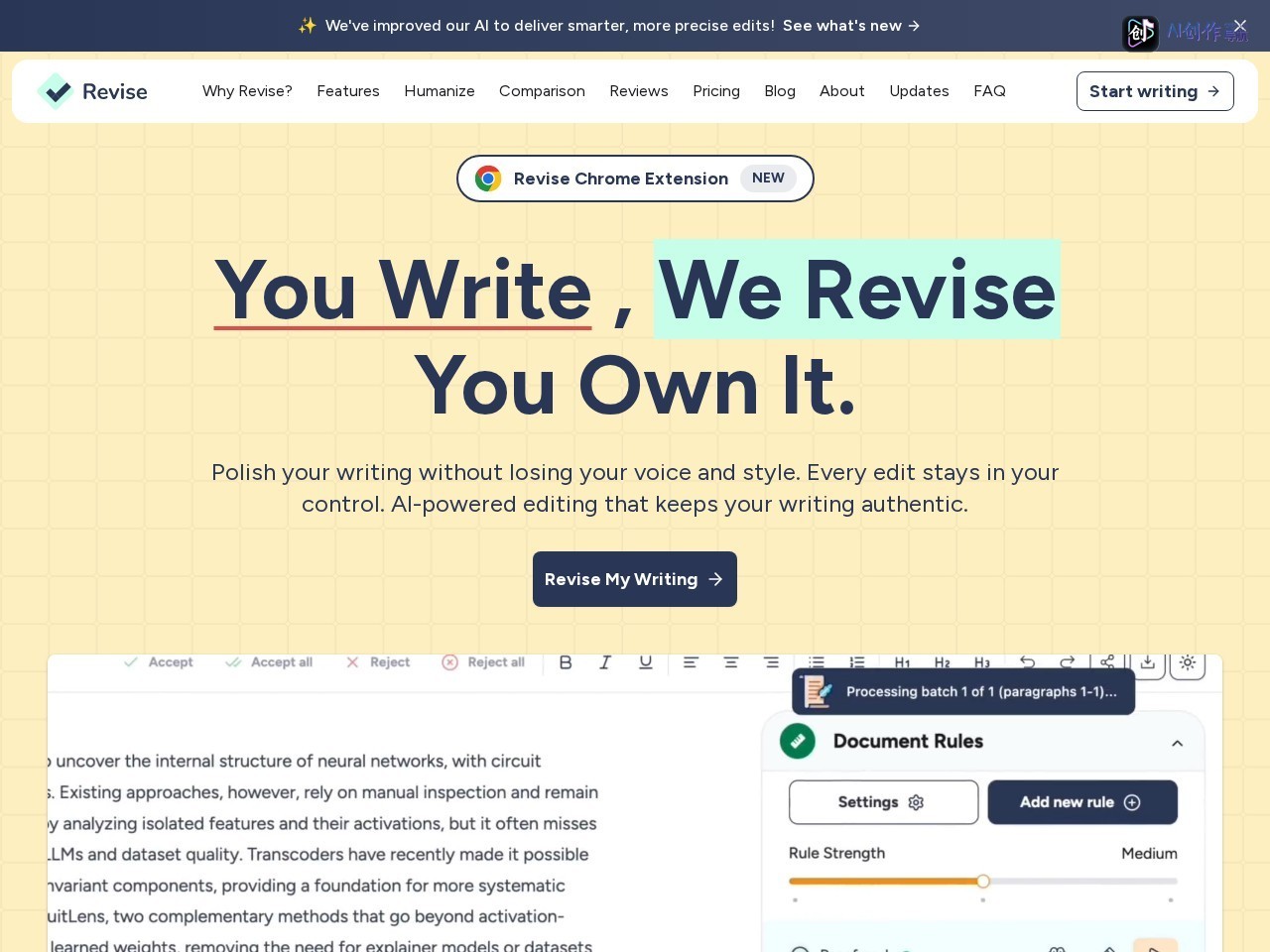 Revise AI 网站截图