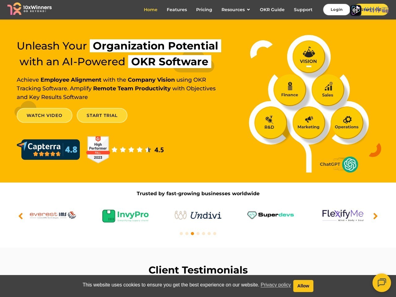 10xWinners OKR 网站截图