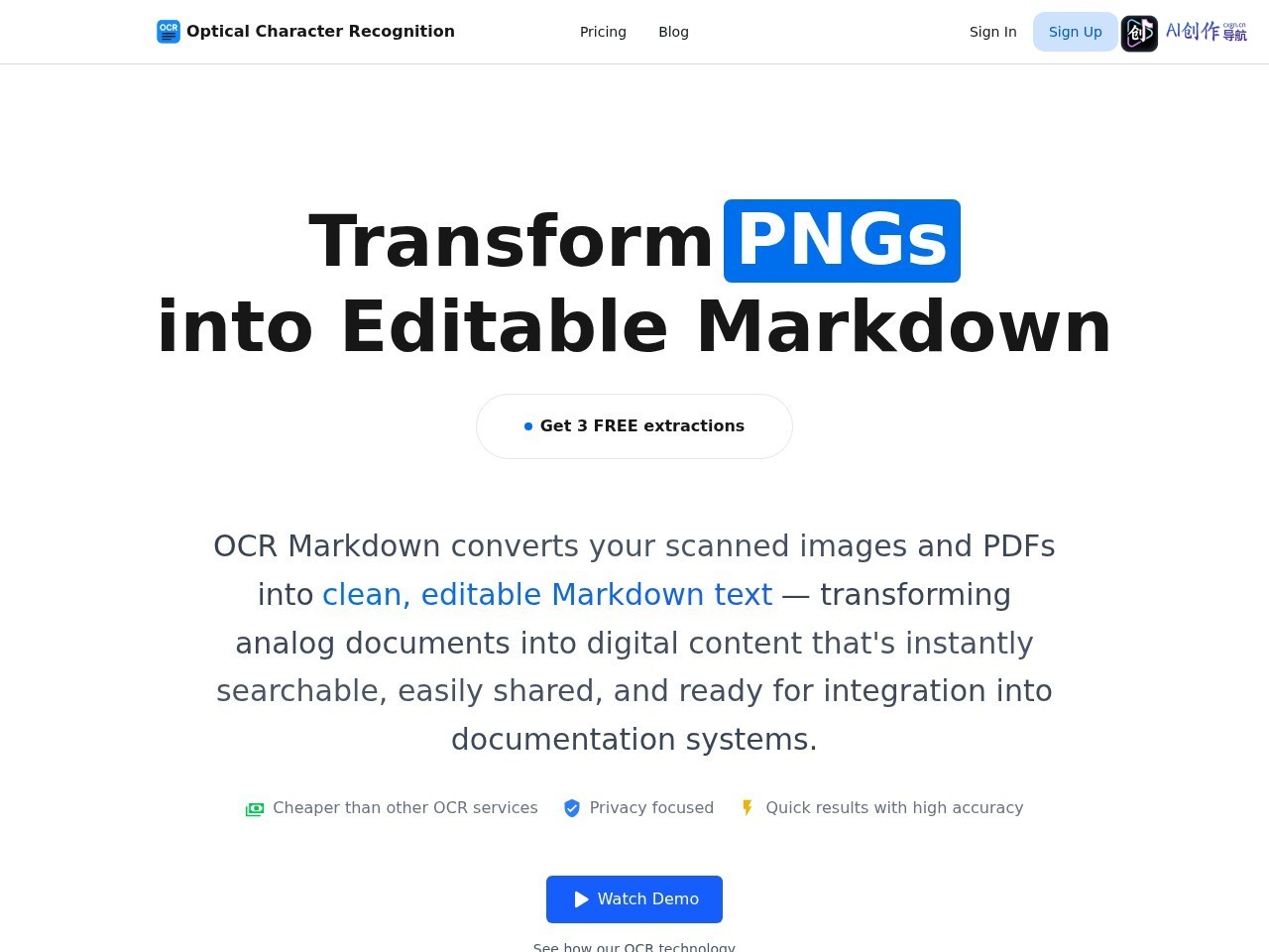 OCR Markdown 网站截图