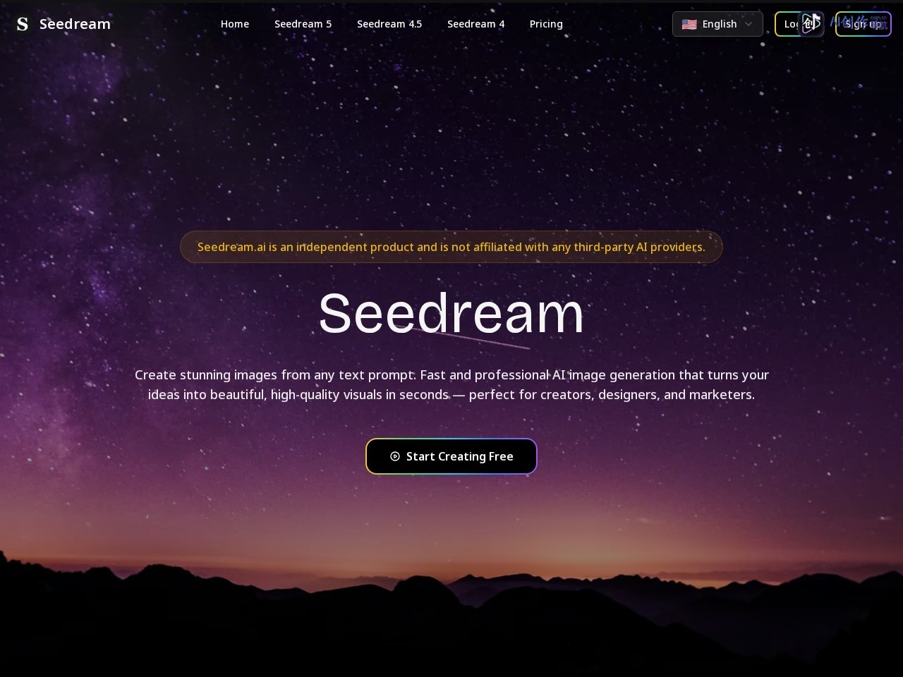 Seedream AI 网站截图