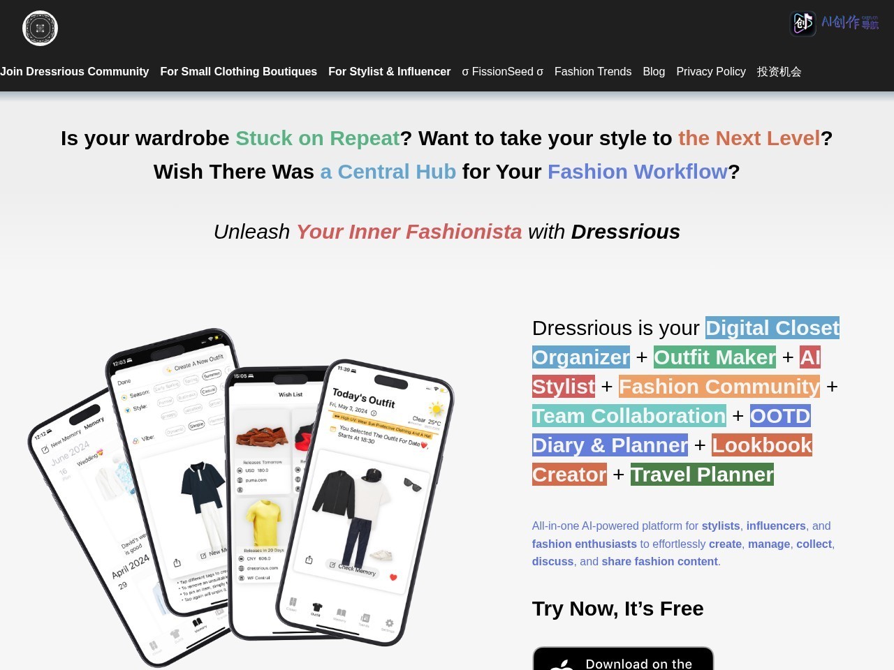 Dressrious 网站截图