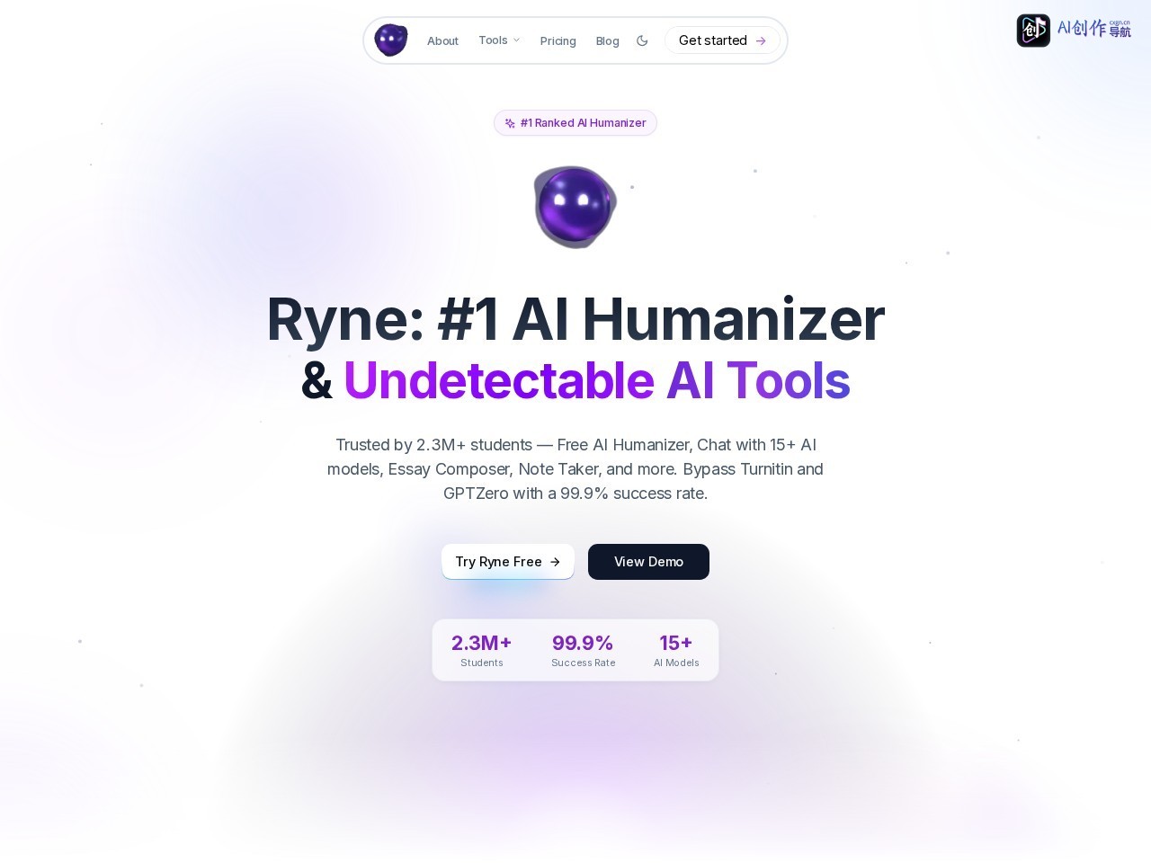 Ryne AI 网站截图