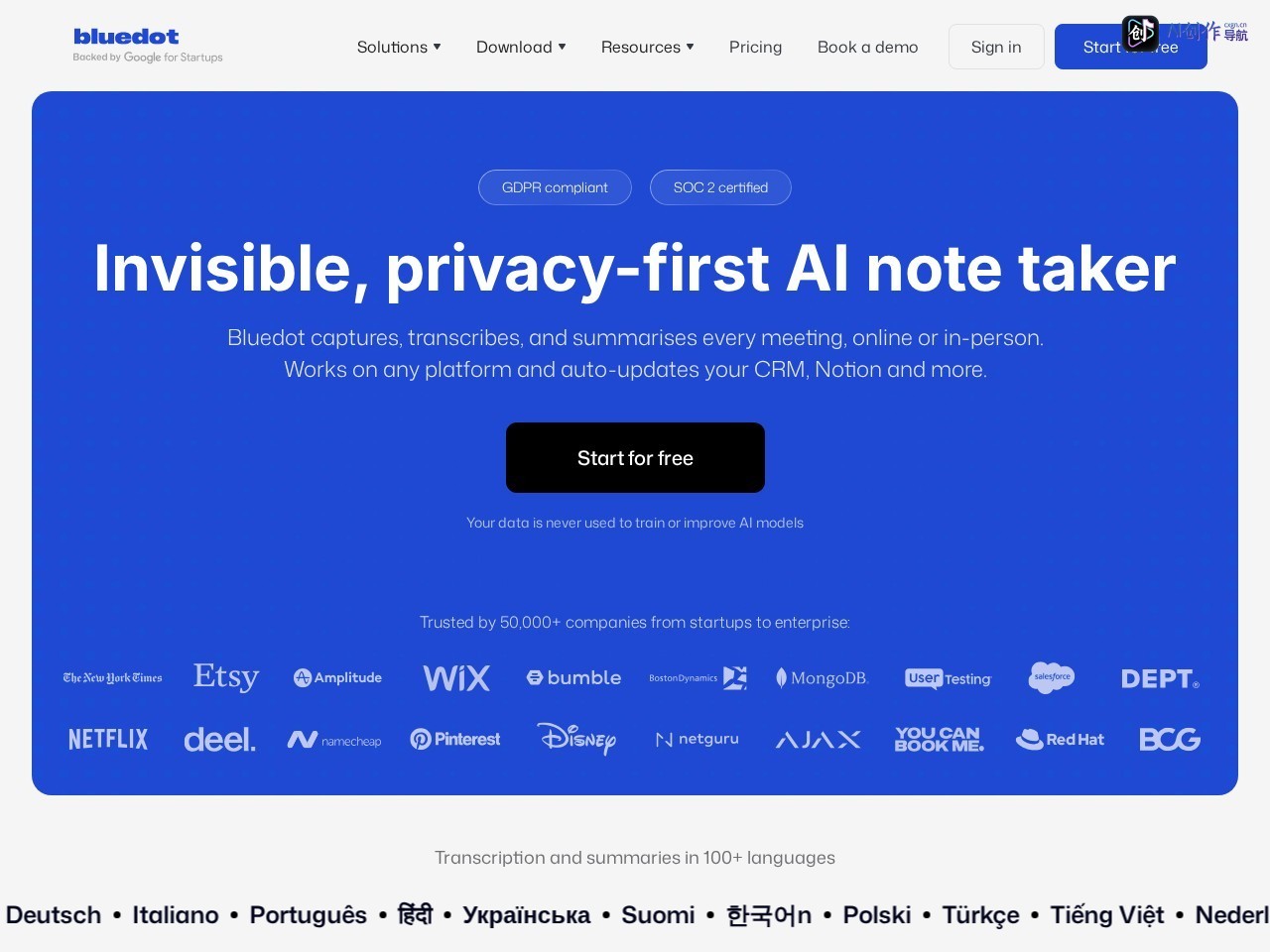 Bluedot 网站截图
