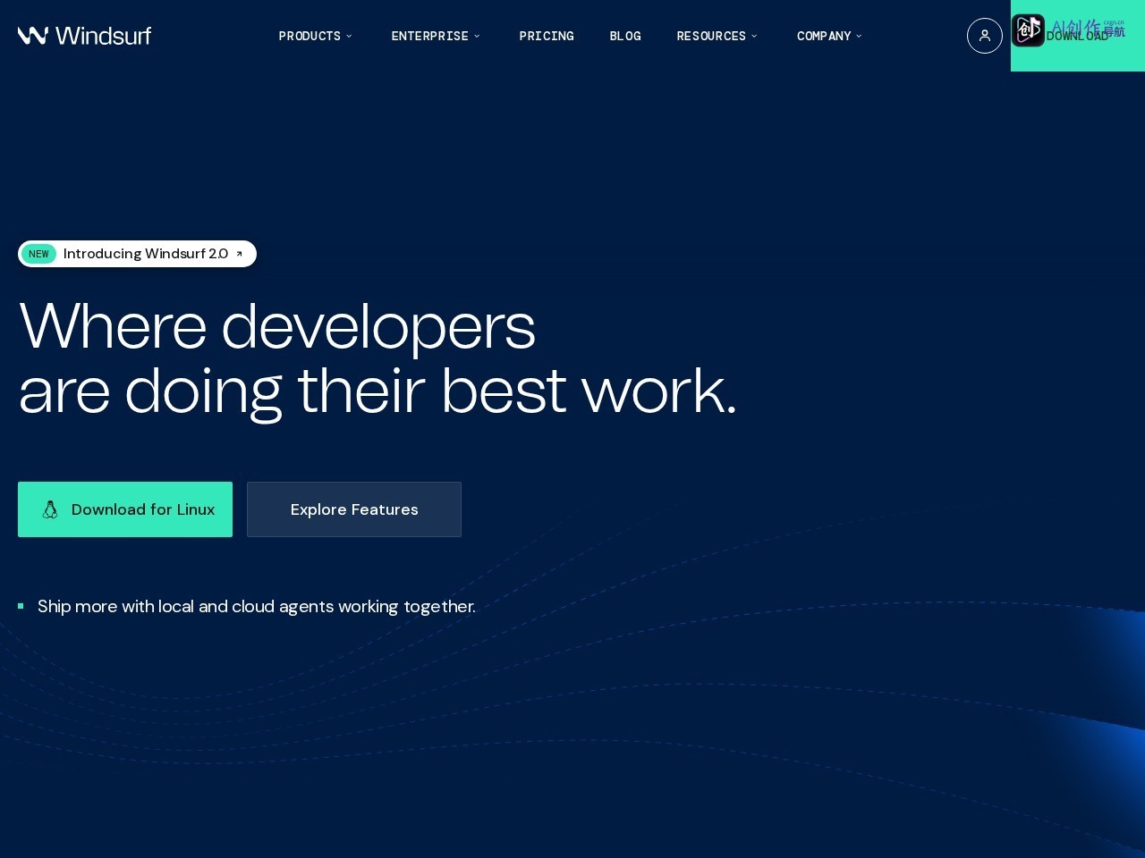 Windsurf AI Coding Assistant 网站截图