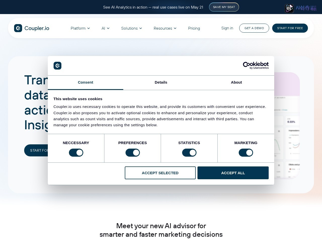 AI Insights by Coupler.io 网站截图