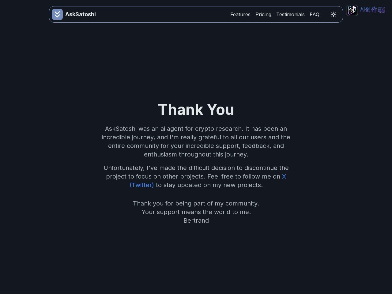 AskSatoshi AI 网站截图