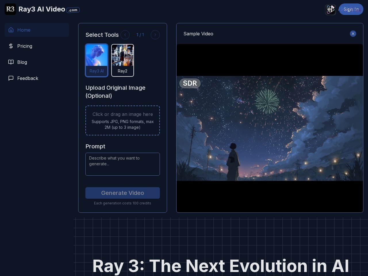 Ray 3 网站截图