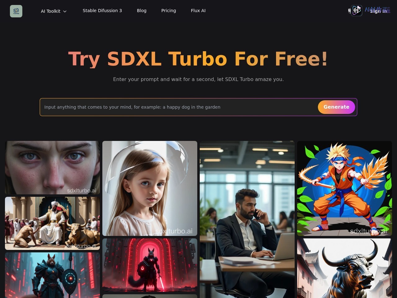 SDXL Turbo 网站截图