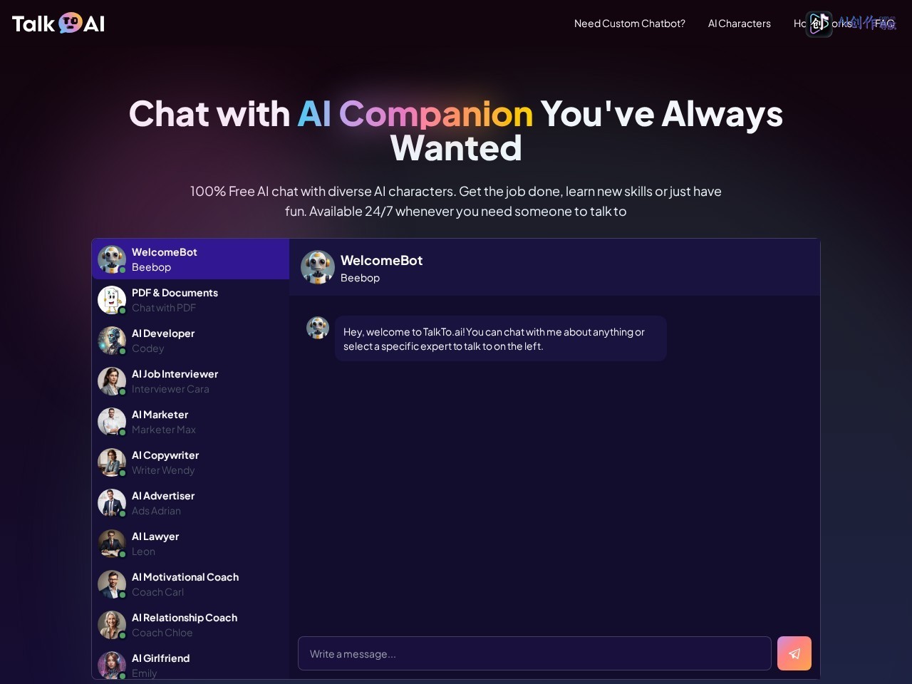 Talkto.AI 网站截图