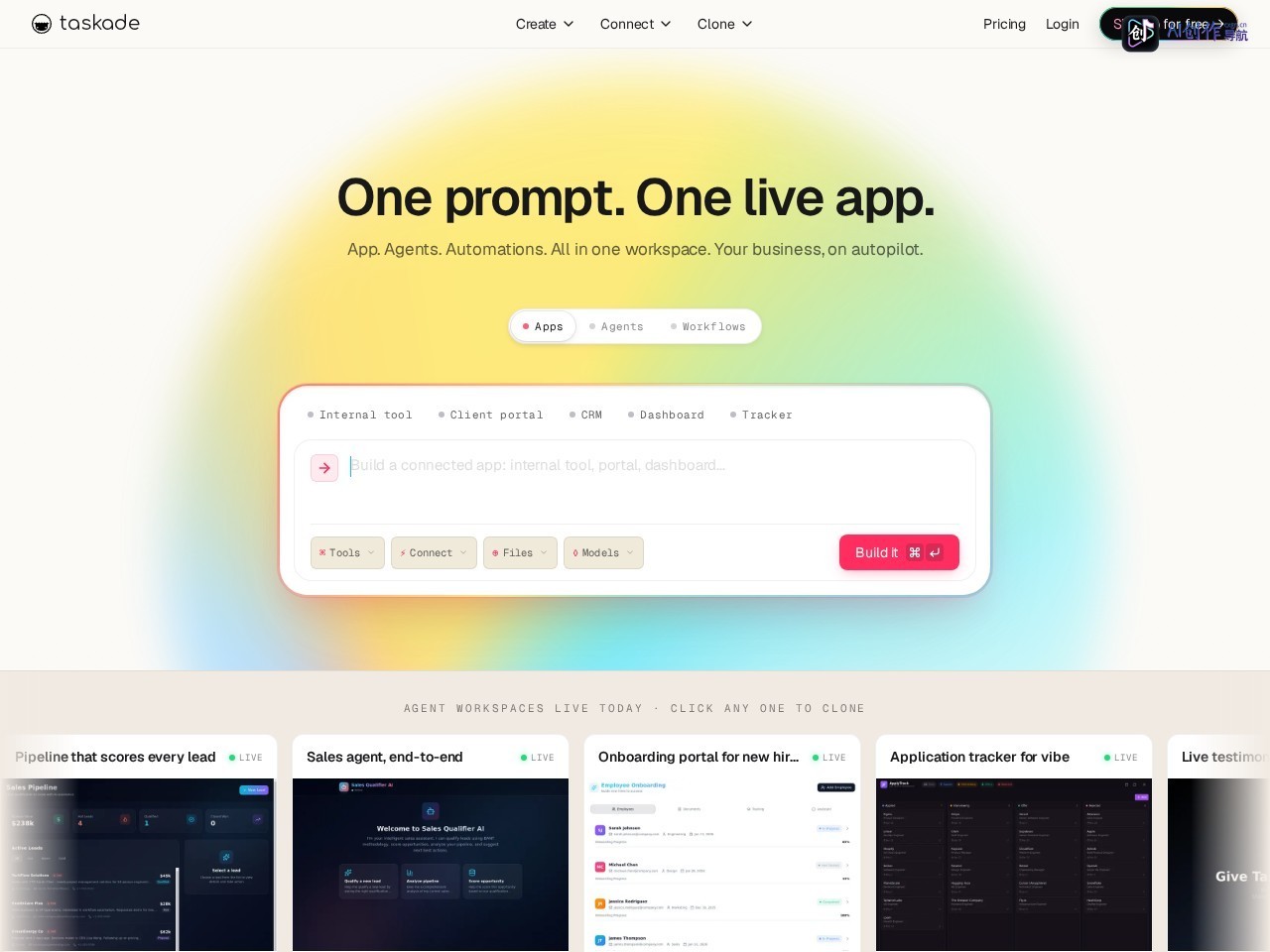 Taskade 网站截图