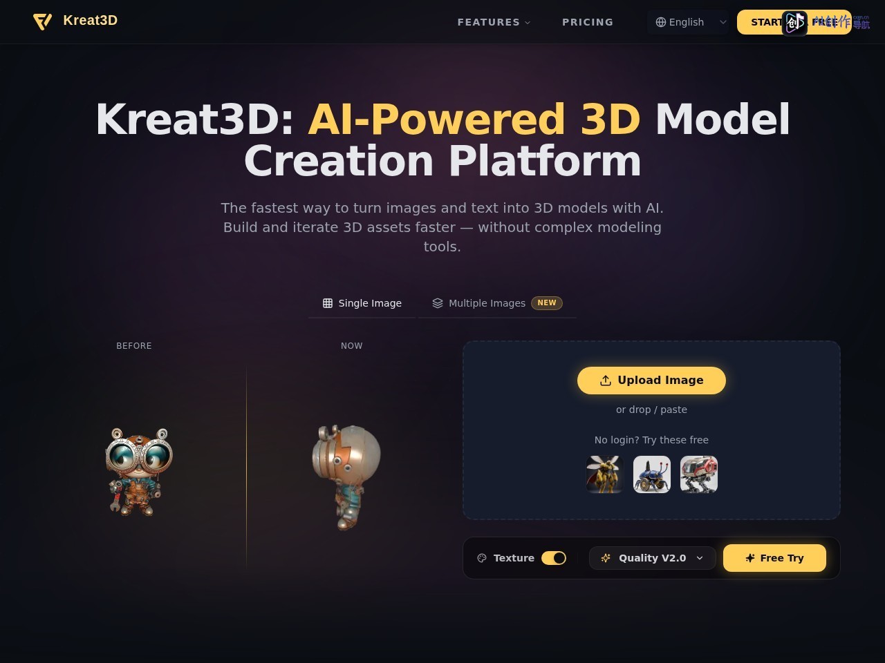 Kreat3D 网站截图
