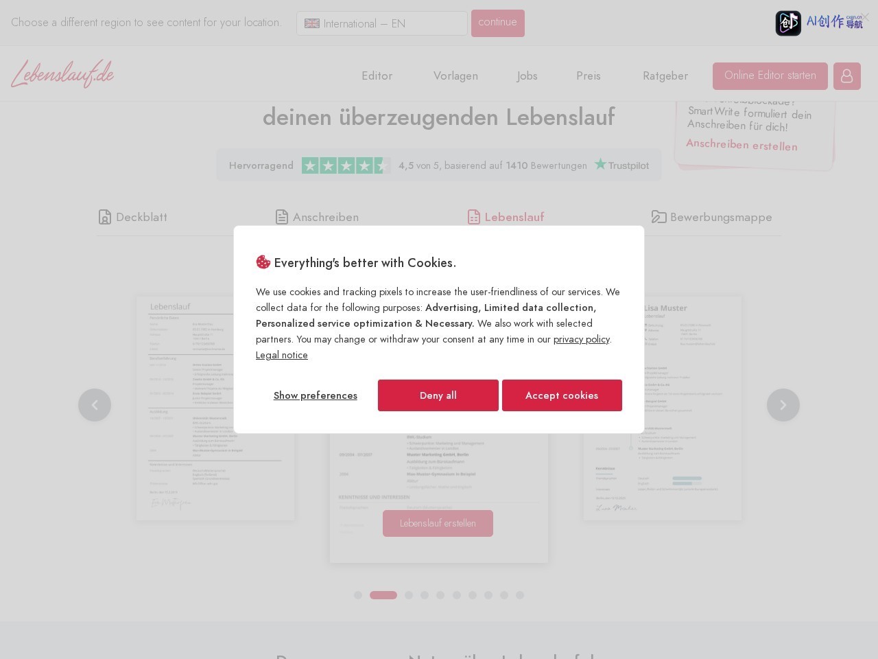 Lebenslauf.de 网站截图