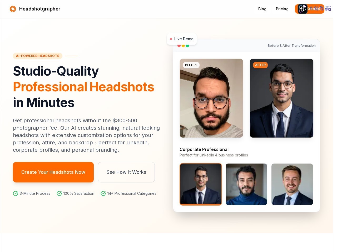 Headshotgrapher 网站截图