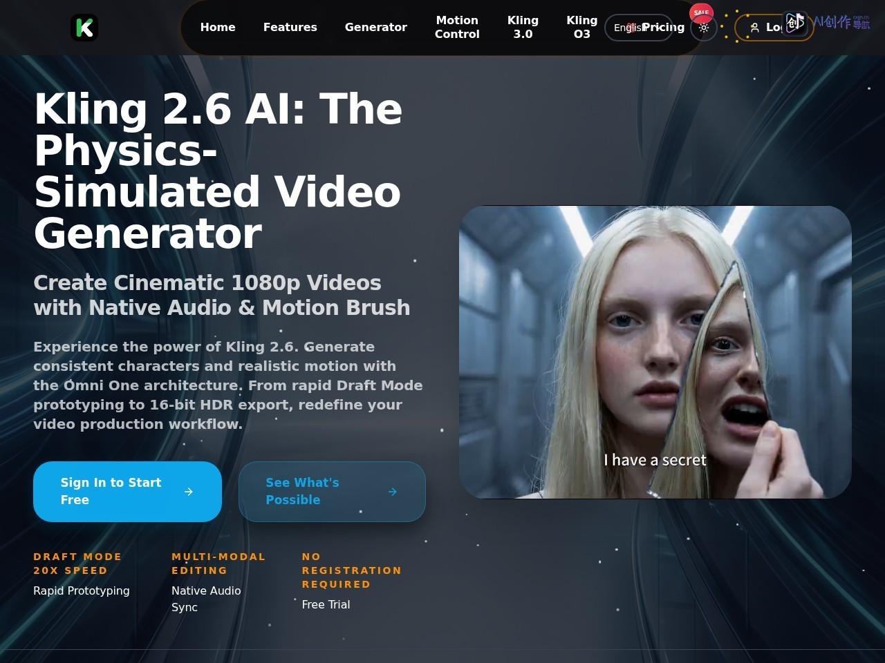Kling 2.6 AI 网站截图