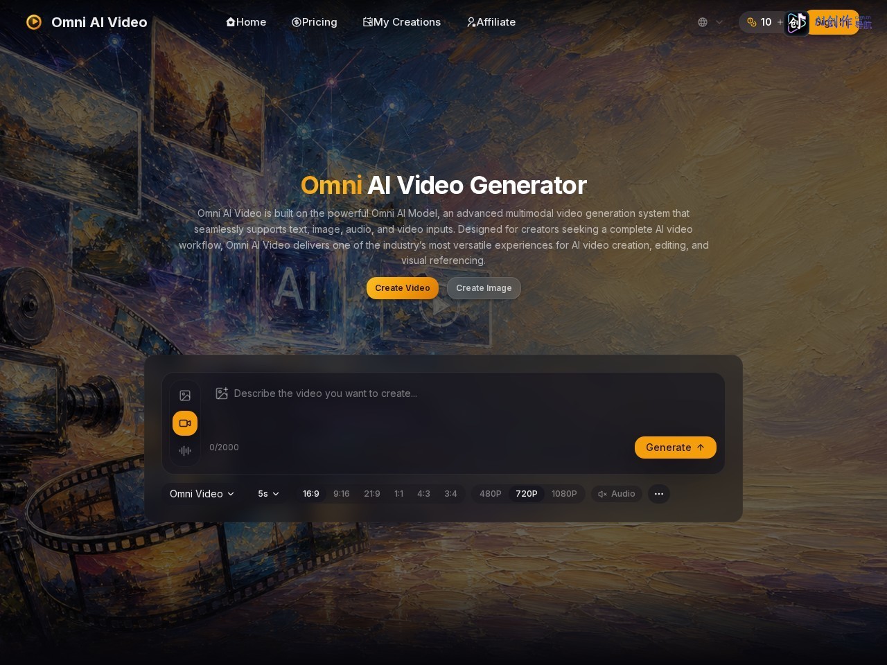 Omni AI Video 网站截图