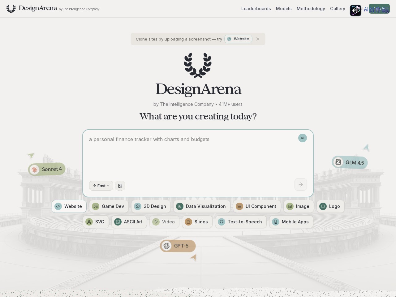 Design Arena 网站截图