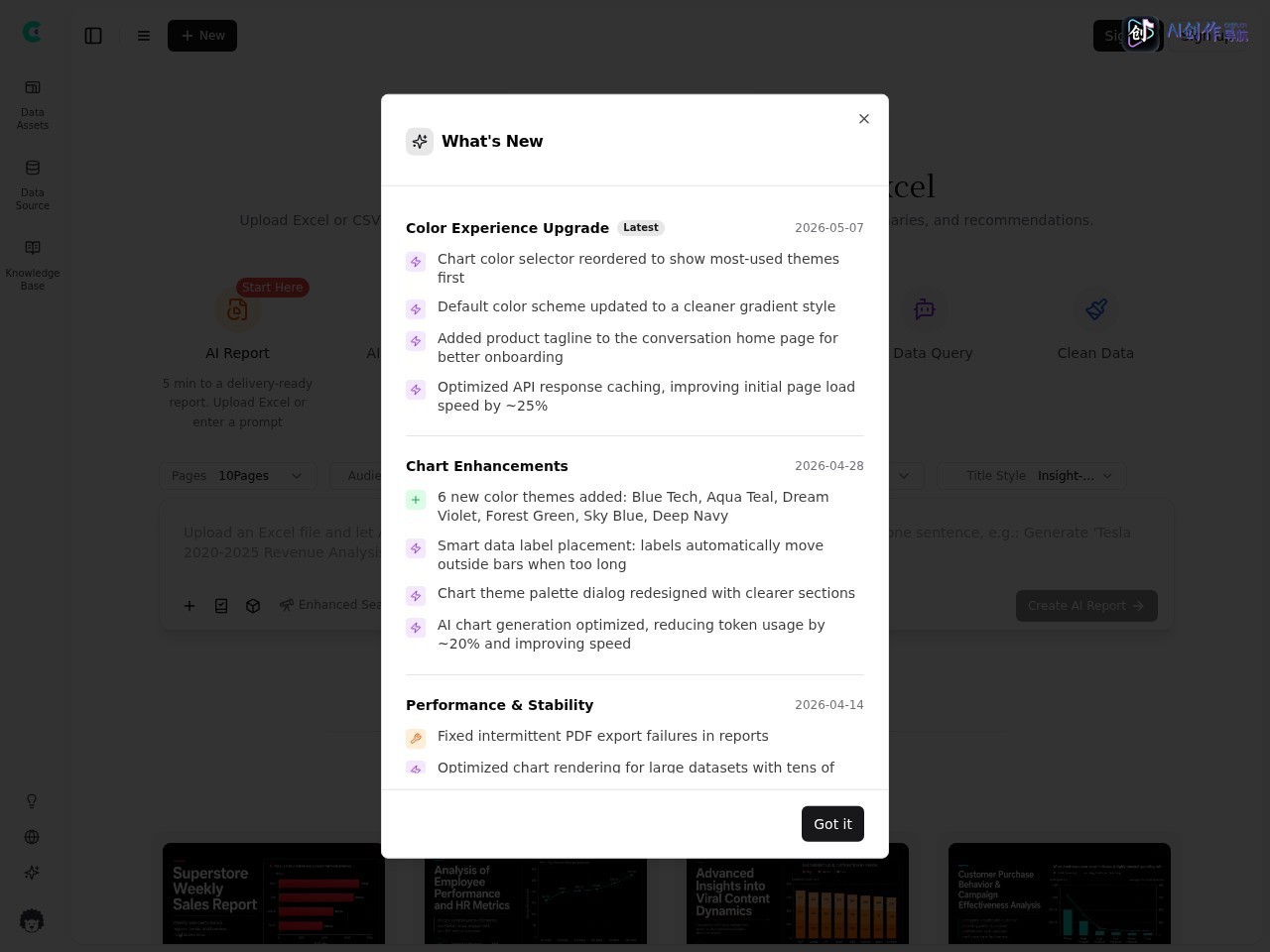 ExcelDashboard Ai 网站截图