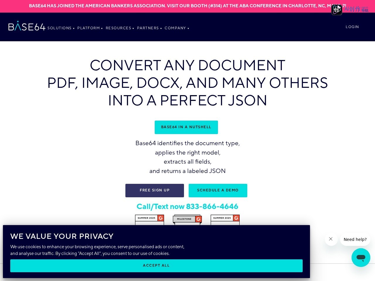 Base64.ai 网站截图