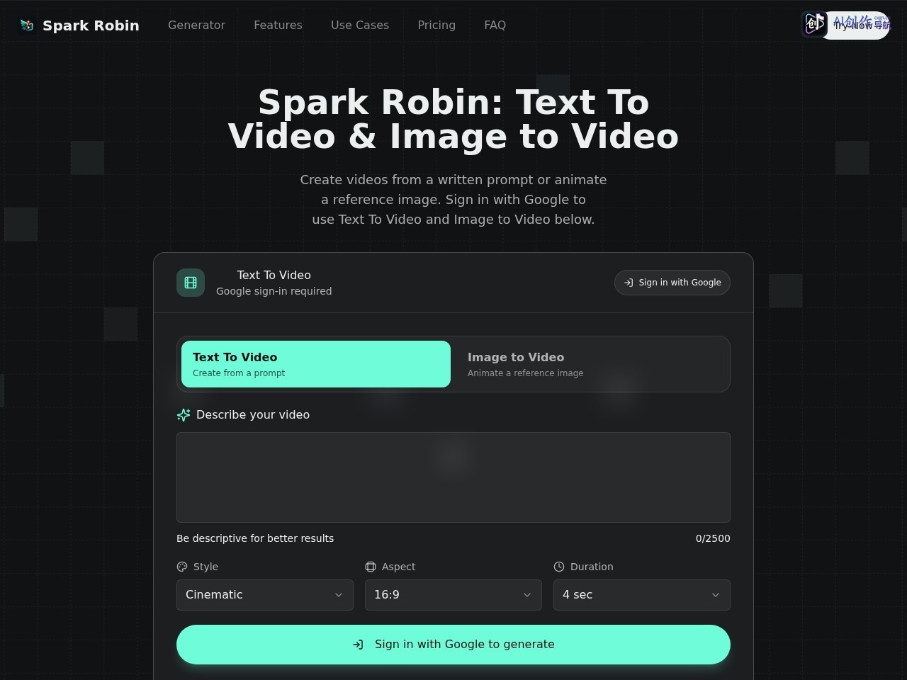Spark Robin AI 网站截图