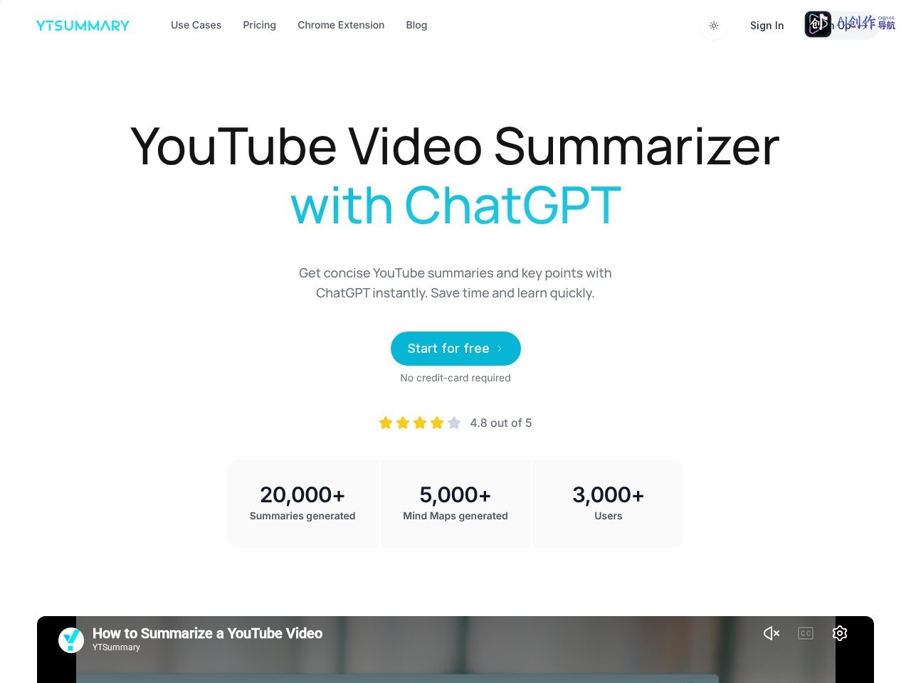 YTSummary 网站截图