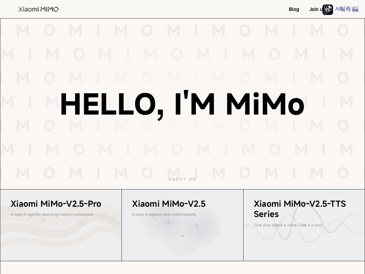 小米MiMo 网站截图