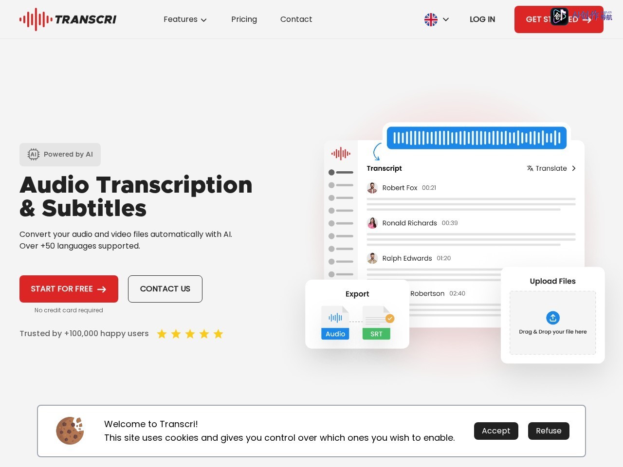 Transcri 网站截图