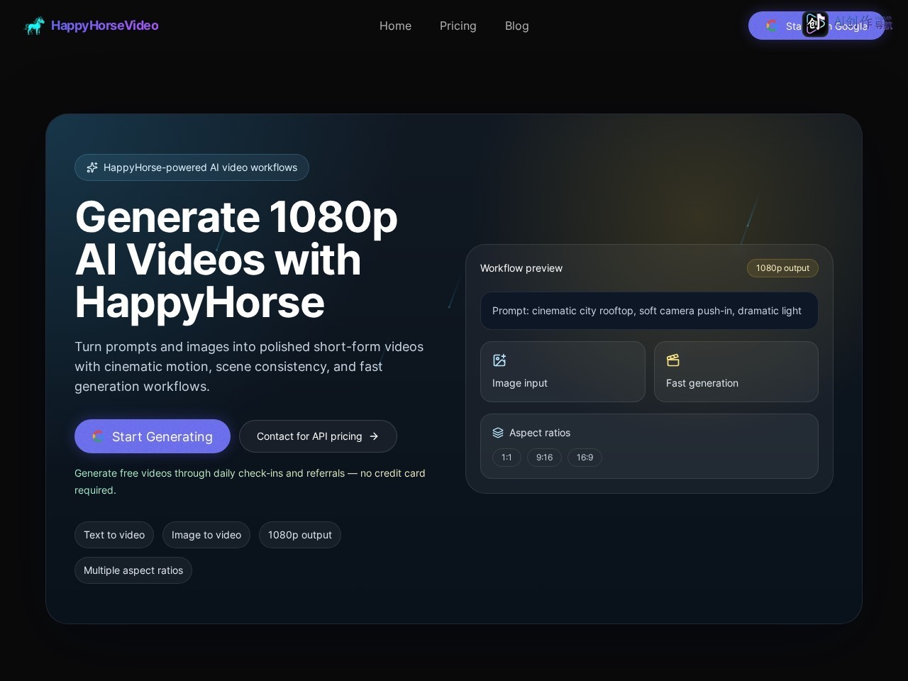 HappyHorse 网站截图