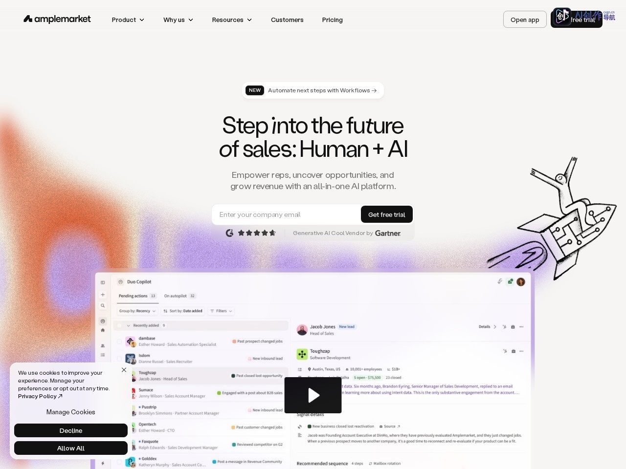 Amplemarket AI Sales Copilot 网站截图