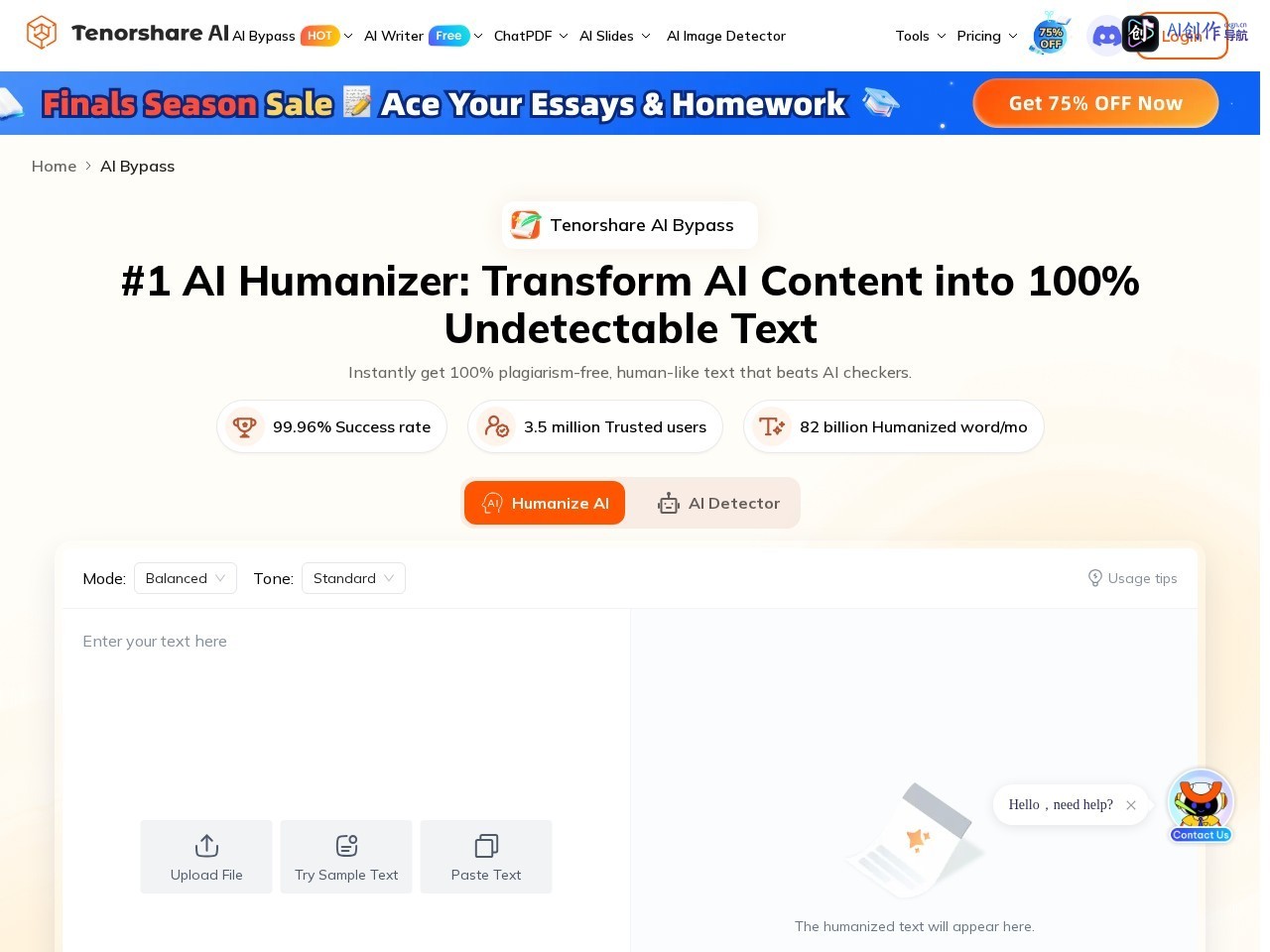 Tenorshare AI Bypass 网站截图