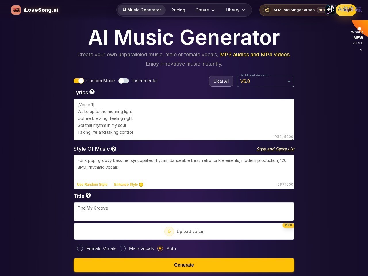 iLoveSong.ai 网站截图