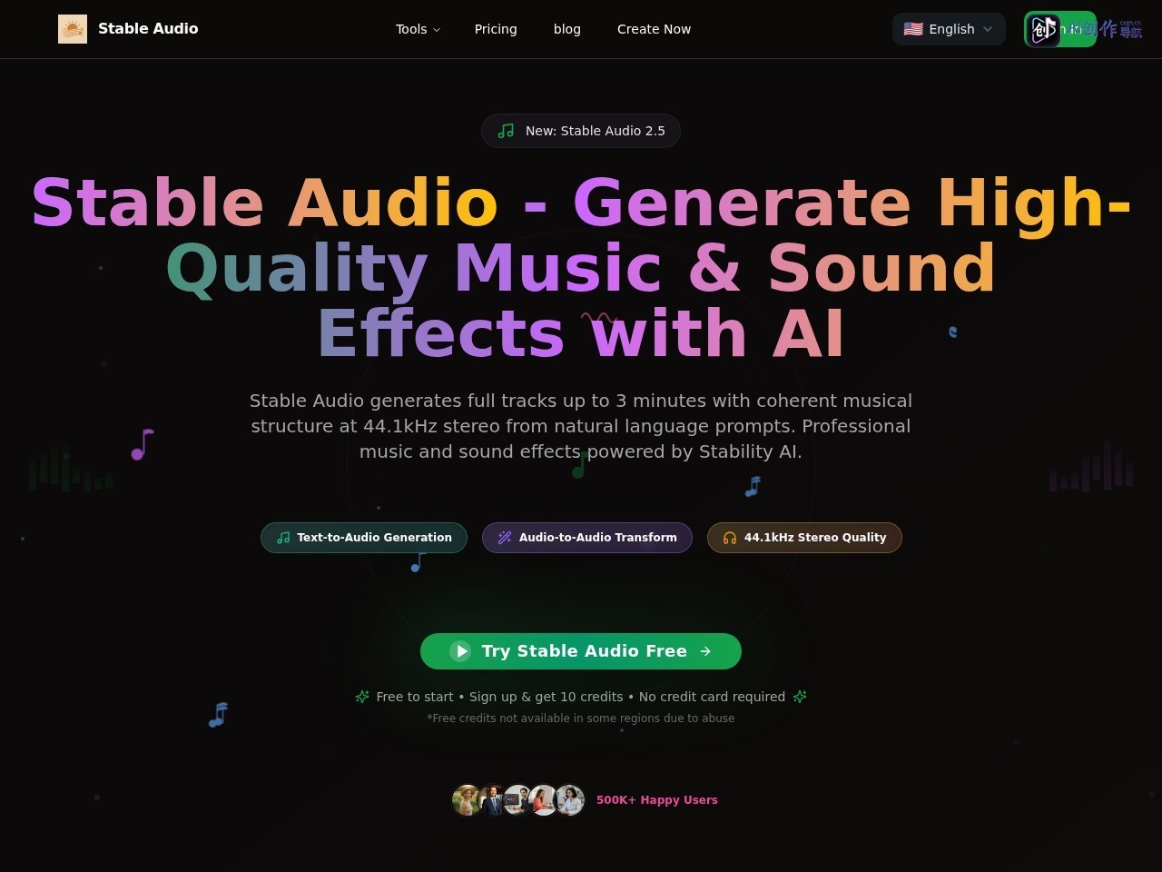 Stable Audio 网站截图