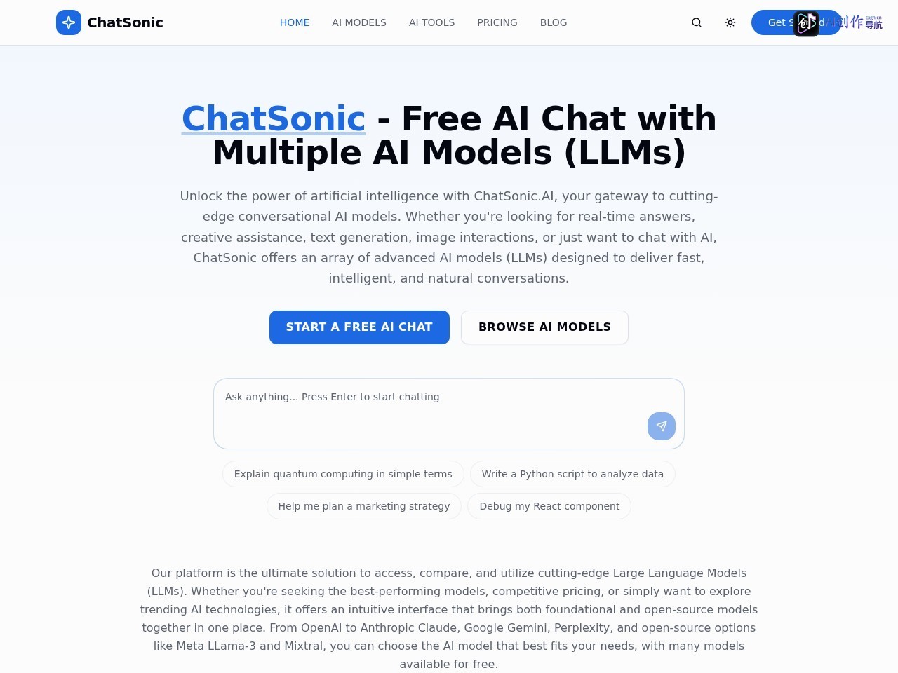 ChatSonic 网站截图