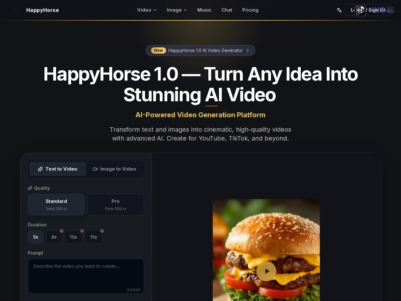 HappyHorse 1.0 网站截图