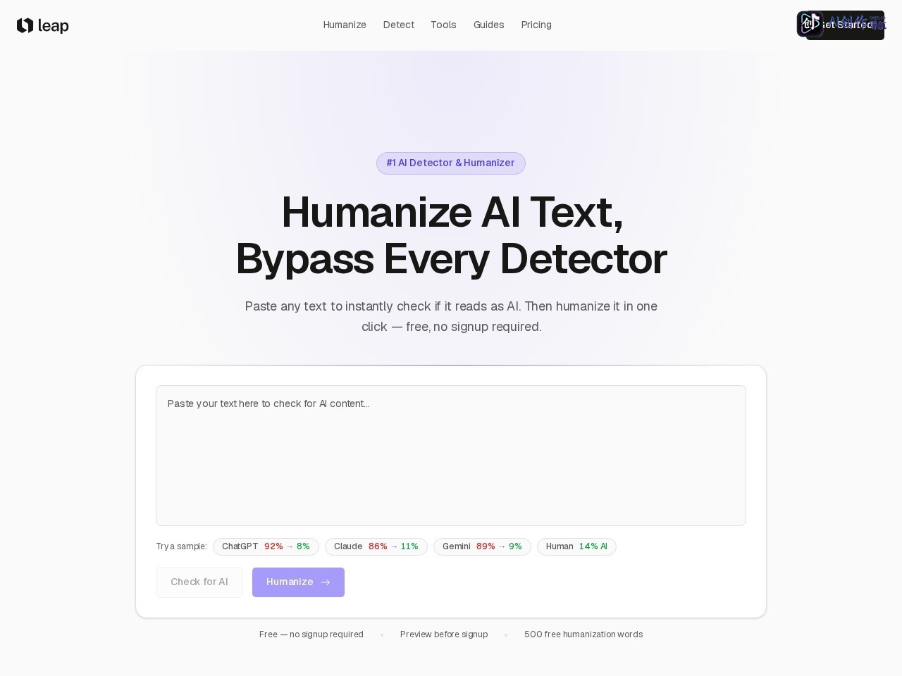 Leap AI 网站截图