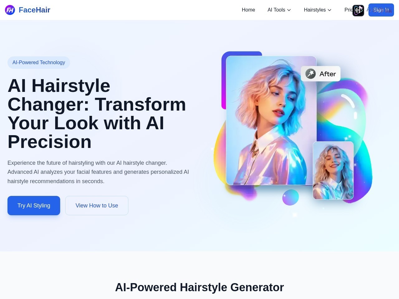 FaceHair Hairstyle Changer 网站截图