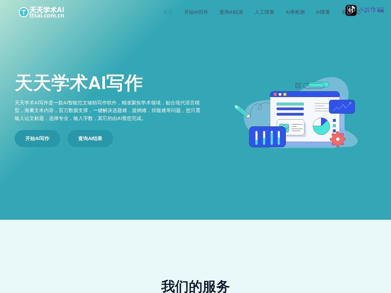 天天学术AI写作 网站截图