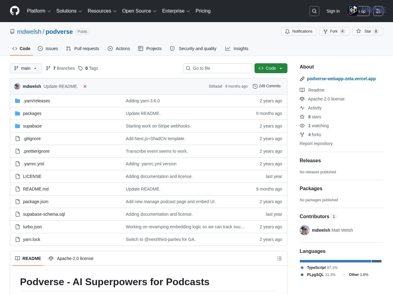 Podverse AI 网站截图