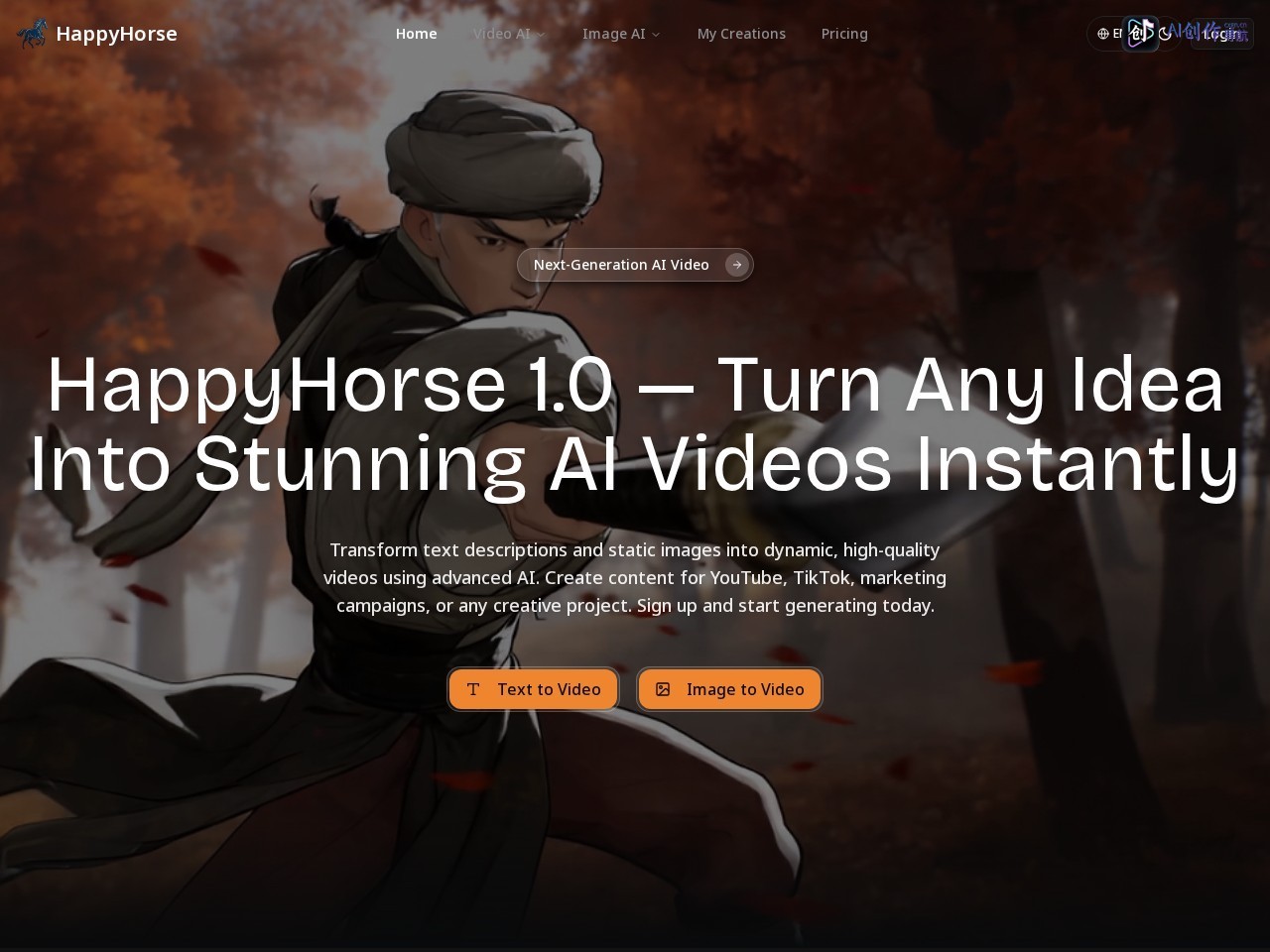 HappyHorse 网站截图