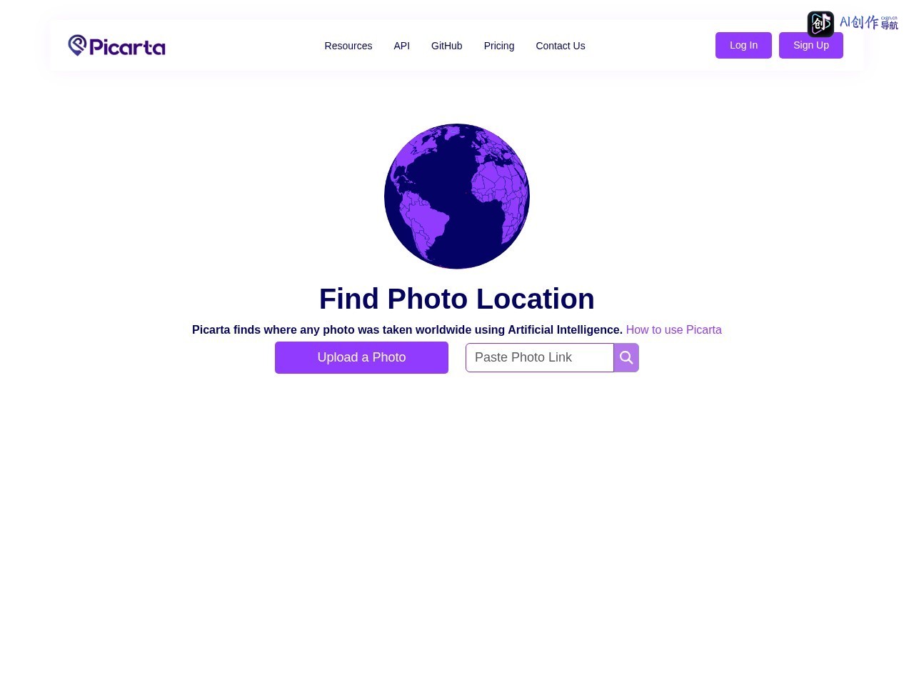 Picarta.ai 网站截图