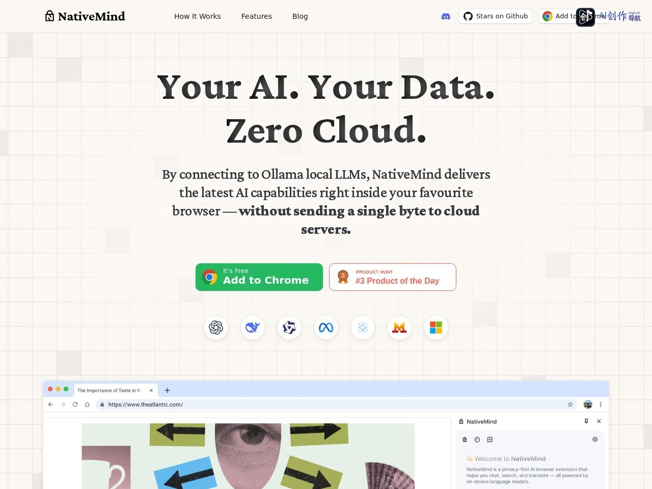 NativeMind 网站截图