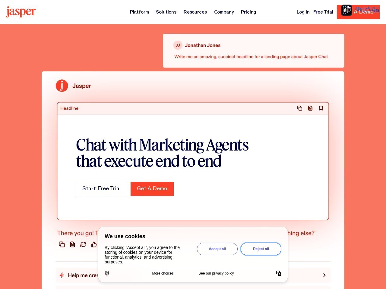 Jasper Chat 网站截图
