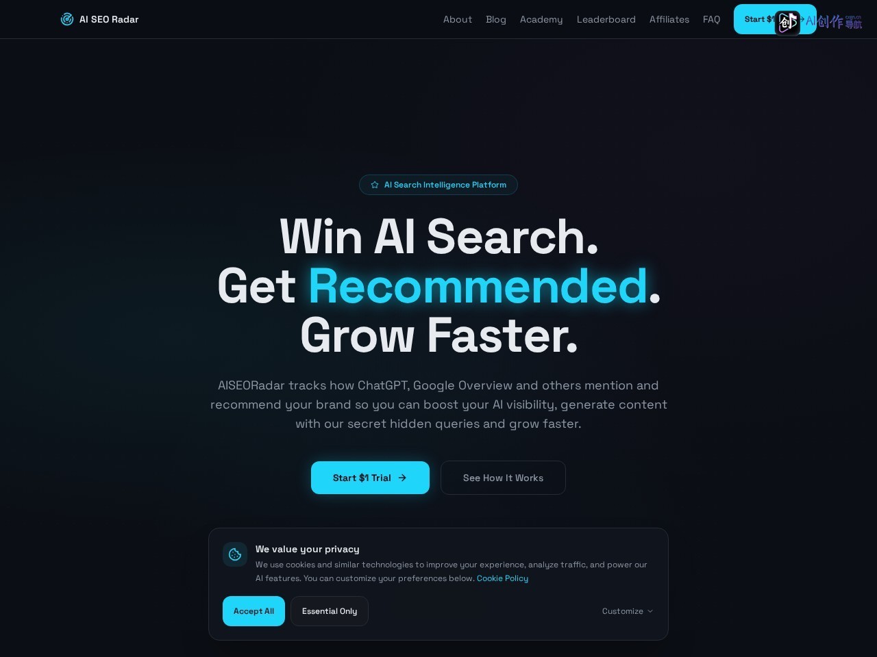 AI SEO Radar 网站截图