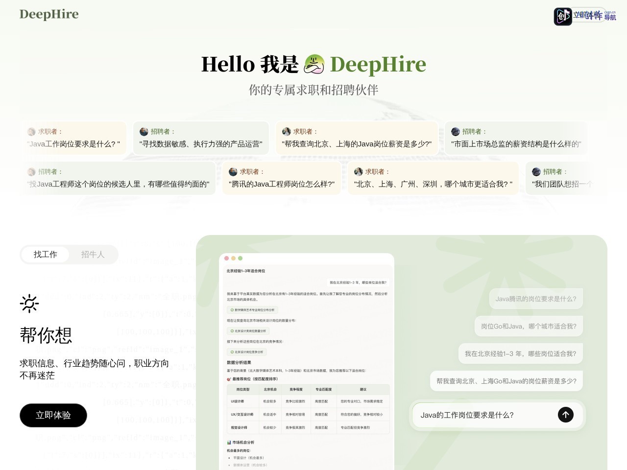 DeepHire 网站截图