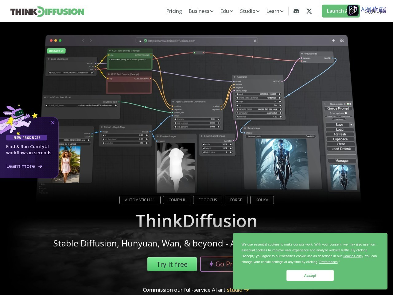 ThinkDiffusion 网站截图