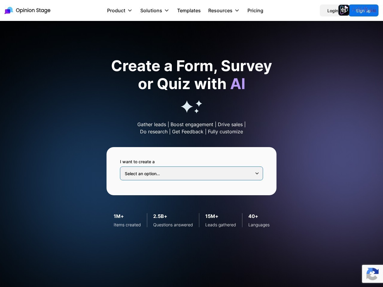 OpinionStage AI 网站截图